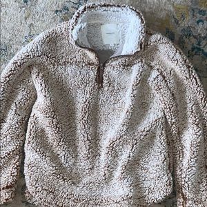 Sherpa jacket brown fuzzy thread and supply